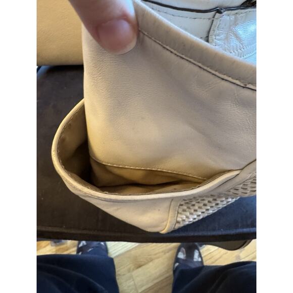 Coach Park Woven Leather Zip Top Tote, in White With Silver - Picture 5 of 16